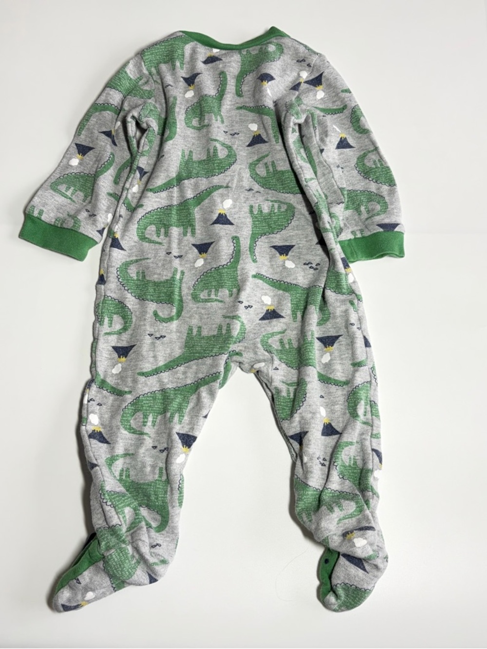 Bundle of Carter’s Baby Footie Pajamas Size 9 Months Fall Pumpkin Dino Stripes - Picture 10 of 15